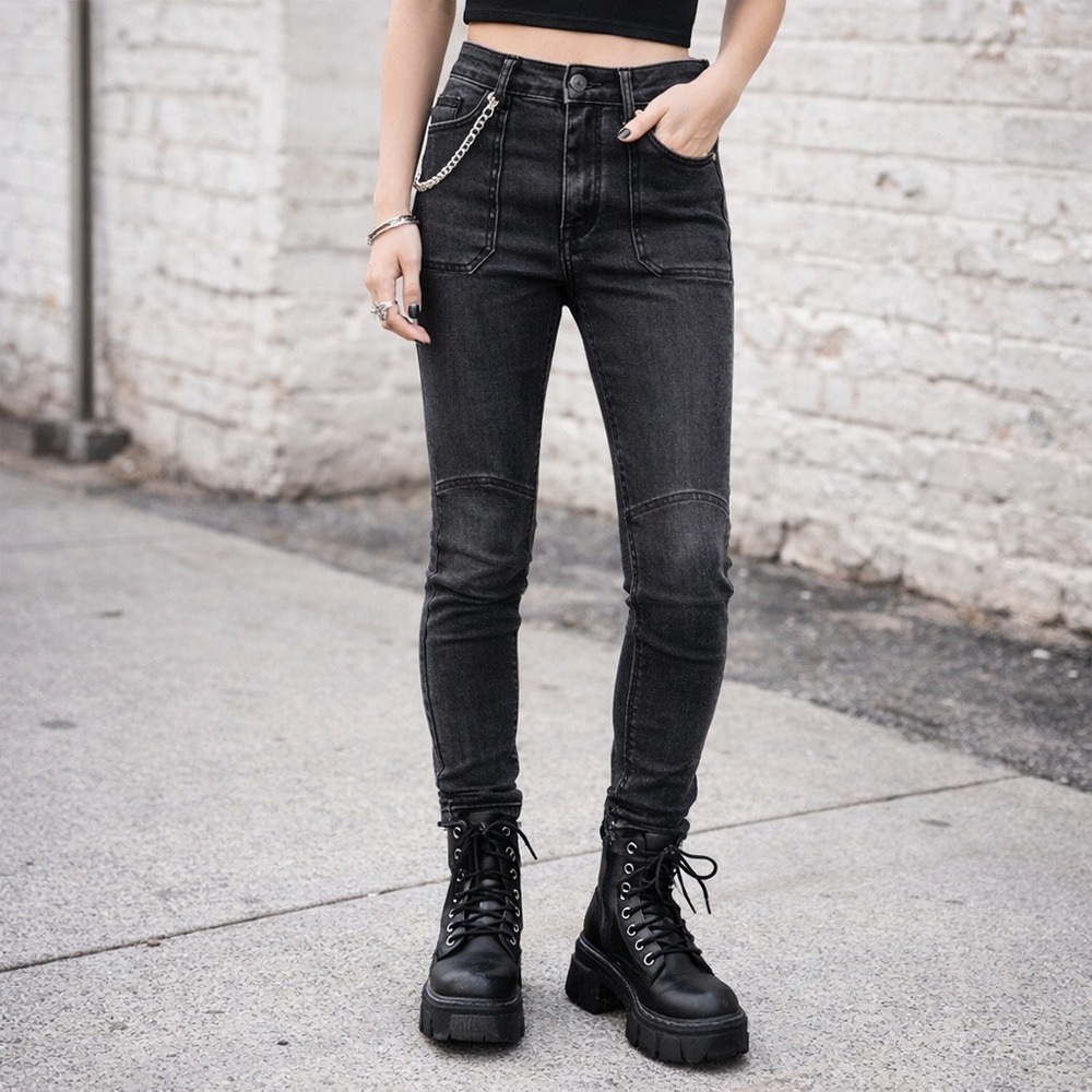 Pilcro and the Letterpress Anthropologie High Riseβ Moto Denim Leggings Black 25